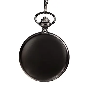 

Luxury Smooth Black Cool Quartz Pocket Watch Necklace Pendant for Women Men Chain Unisex Birthday Gift Reloj De Bolsillo P200