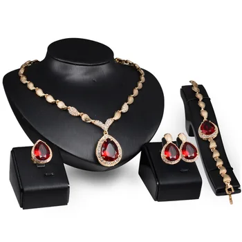 

2020 Fashion Women Jewelry Set classic wedding jewelry african beads Gold Austrian Crystals Jewelry Set Free Gift Box