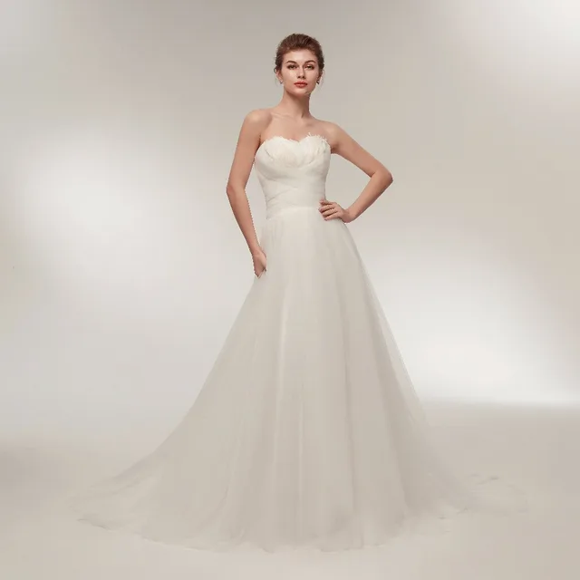 feathers simple bridal wedding dress 2018 in stock wedding dresses