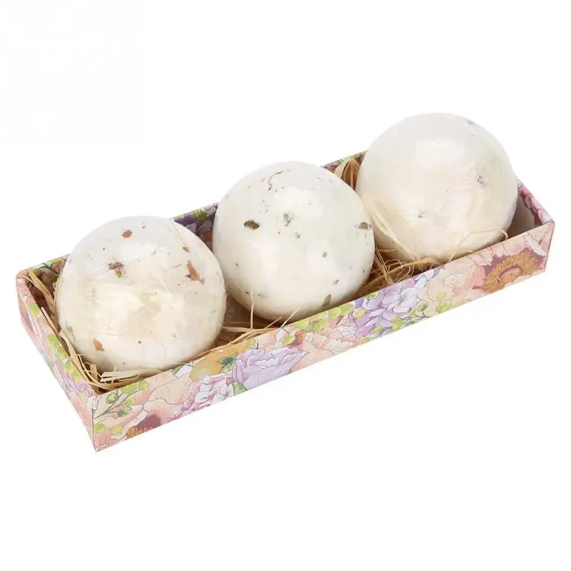 3Pcs Essential Oil Bath Salt Bomb Ball Dried Flower Moisturizing