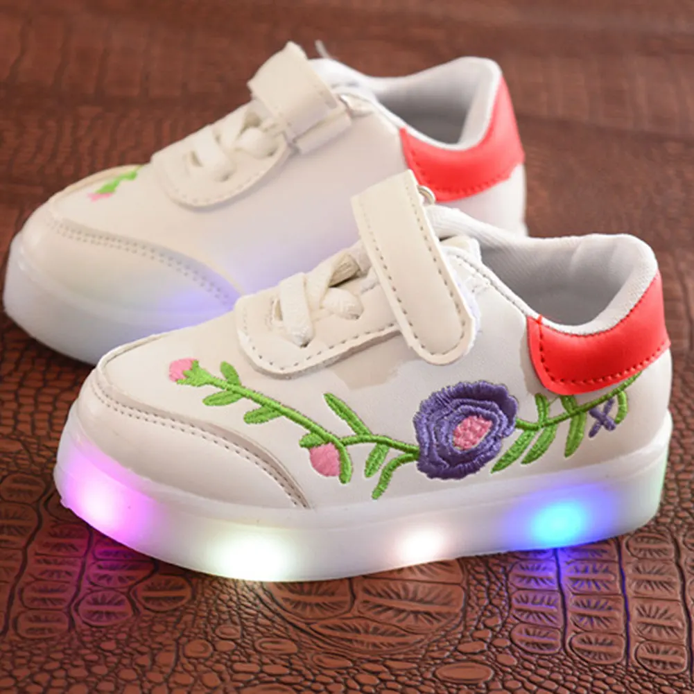 Светящаяся светодио дный с для мальчиков и девочек, модная повседневная детская обувь с подсветкой и кнопками, новые светящиеся Детские
