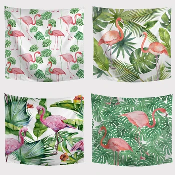 

Pink Flamingo Monstera Wall Hanging Tapestry Nordic Beach Towels Decorative Tapestries Printed Decor Living Room Rugs Picnic Mat