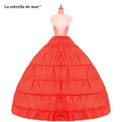 La estrella de mar/оптовая продажа, большие размеры, Нижняя юбка для свадебного платья, новый красный, белый, черный, 6 обручей, дешевая кринолин