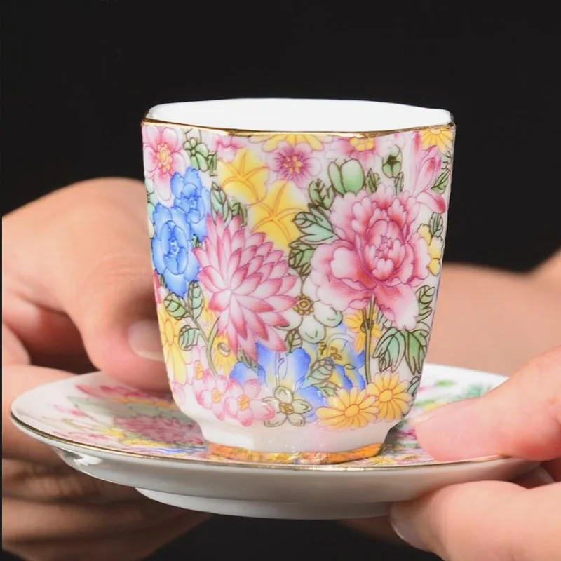 

Pastel flower tea Sample tea cup Hand the colour of blue and white porcelain jingdezhen imitation pick flowers High white porcel