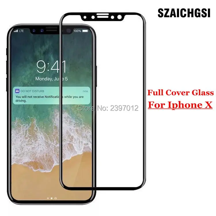 SZAICHGSI полное покрытие из твердого закаленного стекла Защита экрана для iphone x без