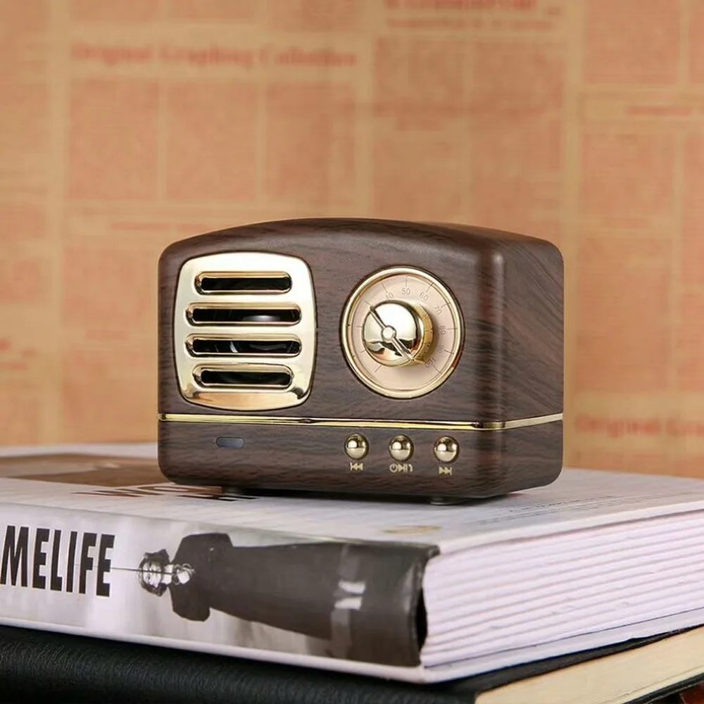 

Retro Trumpet Style Bluetooth Speaker Wireless Stereo Subwoofer Music Box Wooden Speakers with Mic FM radio TF for Phone