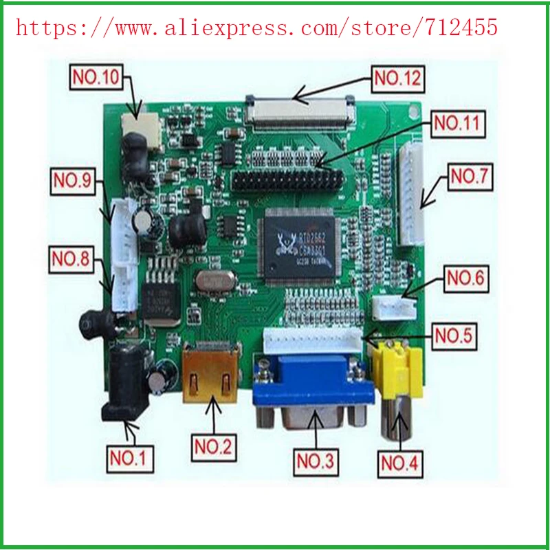 

LCD Display TTL LVDS Controller Board HDMI VGA 2AV 50PIN For AT070TN90 92 94 Support Automatically VS-TY2662-V1