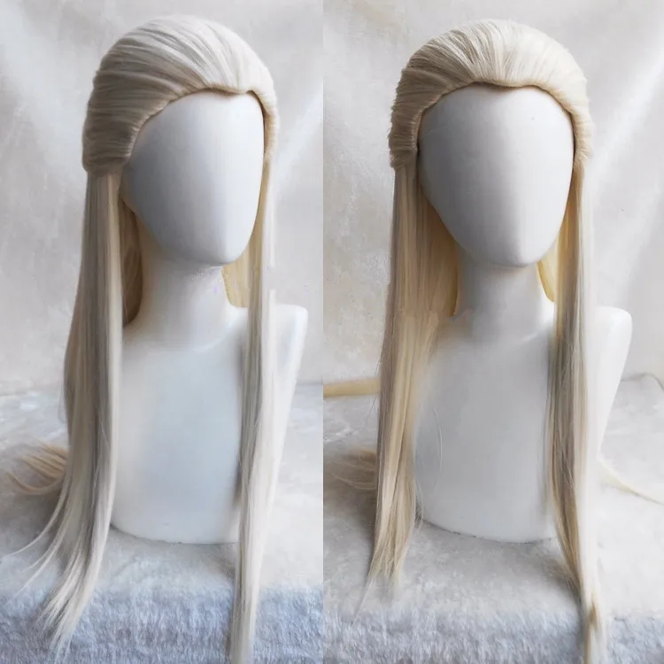 60 см светильник золотой длинные прямые волосы Аниме Косплей Продукты для волос древние волосы Thranduil Косплей товары для Хэллоуина