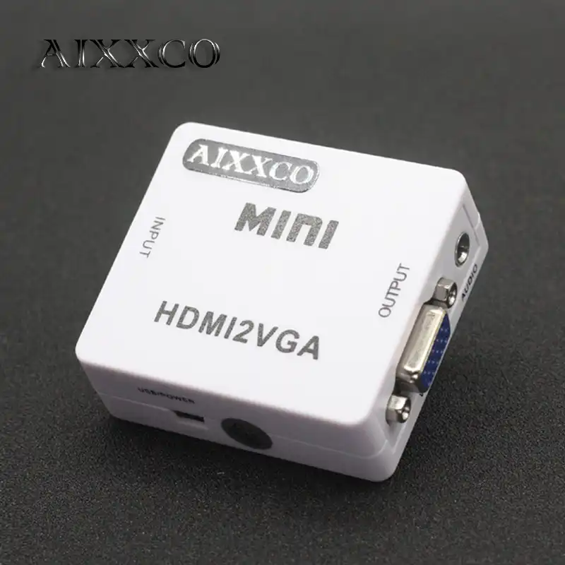 AIXXCO Новый мини HDMI к VGA конвертер с аудио HDMI2VGA 1080P разъем адаптера для ПК ноутбук к HDTV проектор - изображение