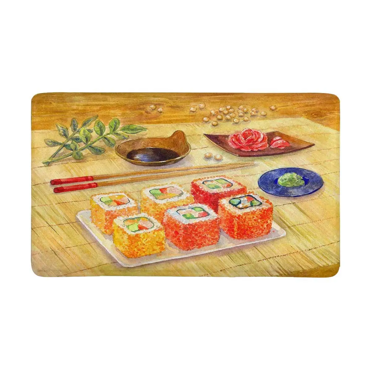 

Japanese Food Sushi Or Rolls Wasabi Ginger Doormat Anti-Slip Entrance Mat Floor Rug Indoor Front Door Mats Home Decor