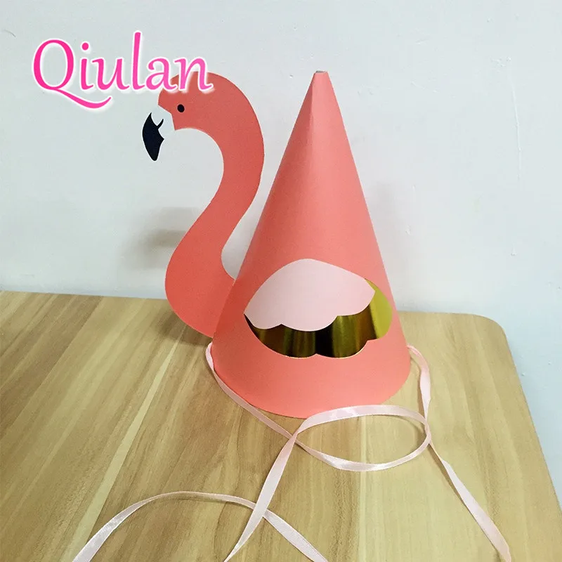 2pcs Flamingo Theme Mini Paper Caps Birthday Party for kids  Baby Shower Party Hats Boy Girl First Travel photo decoration 7D (5)