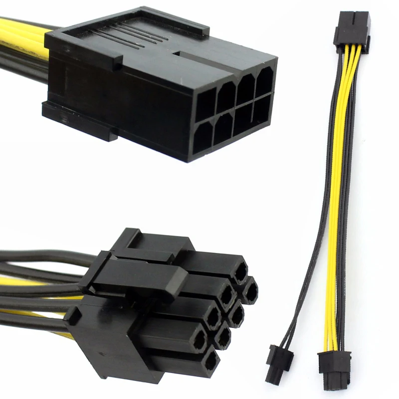 mining Power Supply Cable Cord 20cm PCIE PCI Expres 8Pin Extension Cable 8P to 2 Port Dual 6+2Pin GPU Graphics Card
