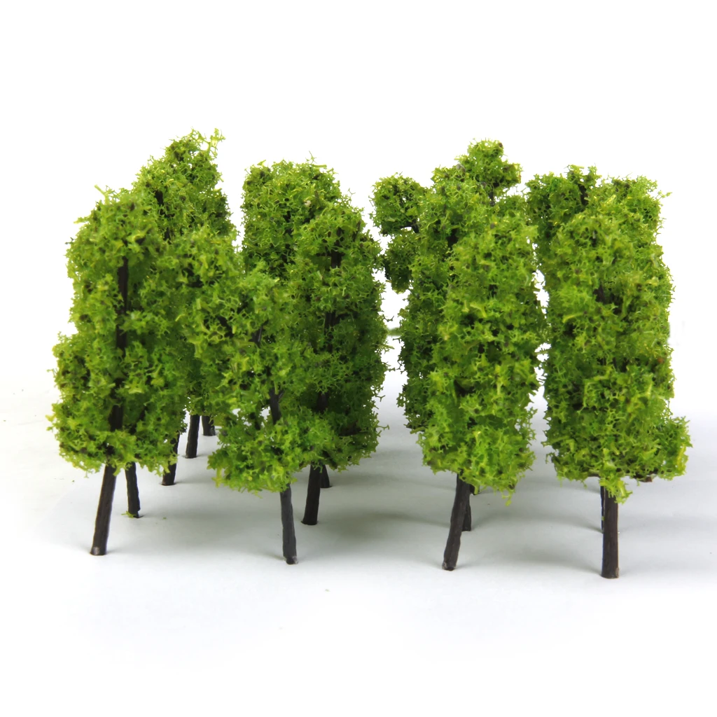20Pcs 1/200 Scale Plastic Pagoda Trees Model Train Park Railway Railroad Street Layout Scenery Dark&Light Green
