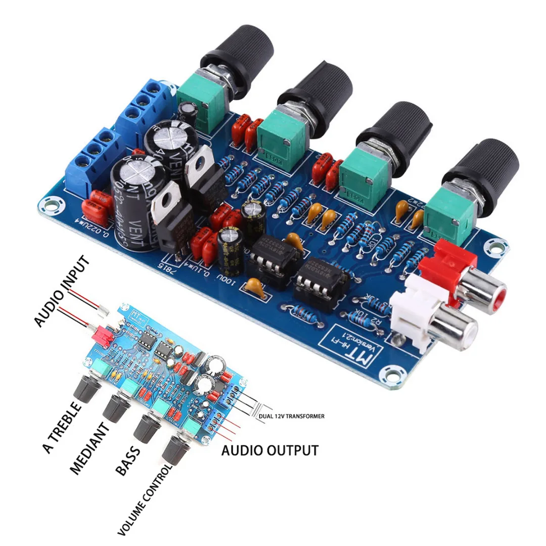 NE5532 OP-AMP HIFI Preamplifier Control Board Module Volume Tone EQ Control Board DIY Speaker Amplifier Kits