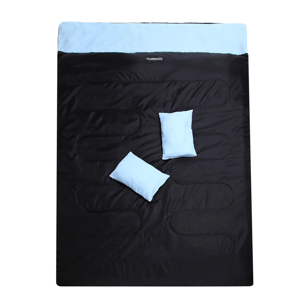 

TOMSHOO 2 Person Winter Sleeping Bag Cold Temperature Double Sleeping Bag Outdoor Camping Hiking Sleeping Bag with 2 Pillows