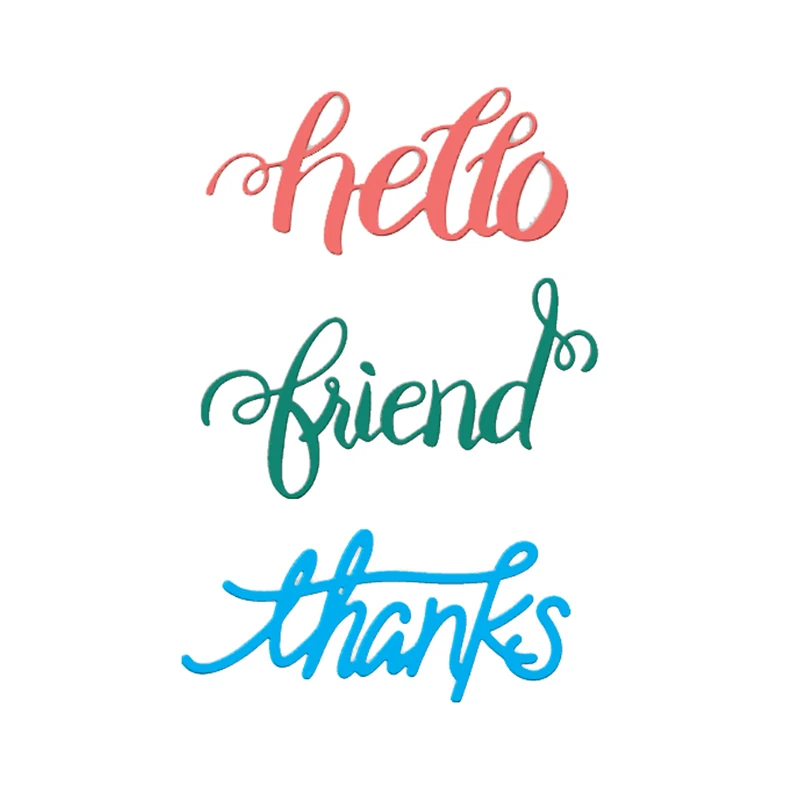 

Hello Thanks Friend English word Metal Cutting Dies Stencils for DIY Scrapbooking Album Stamp Paper Card Embossing New 2019