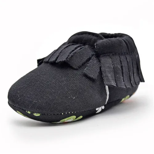 Осень новорожденных детская обувь модные ботильоны с кисточками Мягкий хлопок ткань мелкой Новорожденные, мальчики для девочек повседневная обувь первые ходоки - Цвет: Black