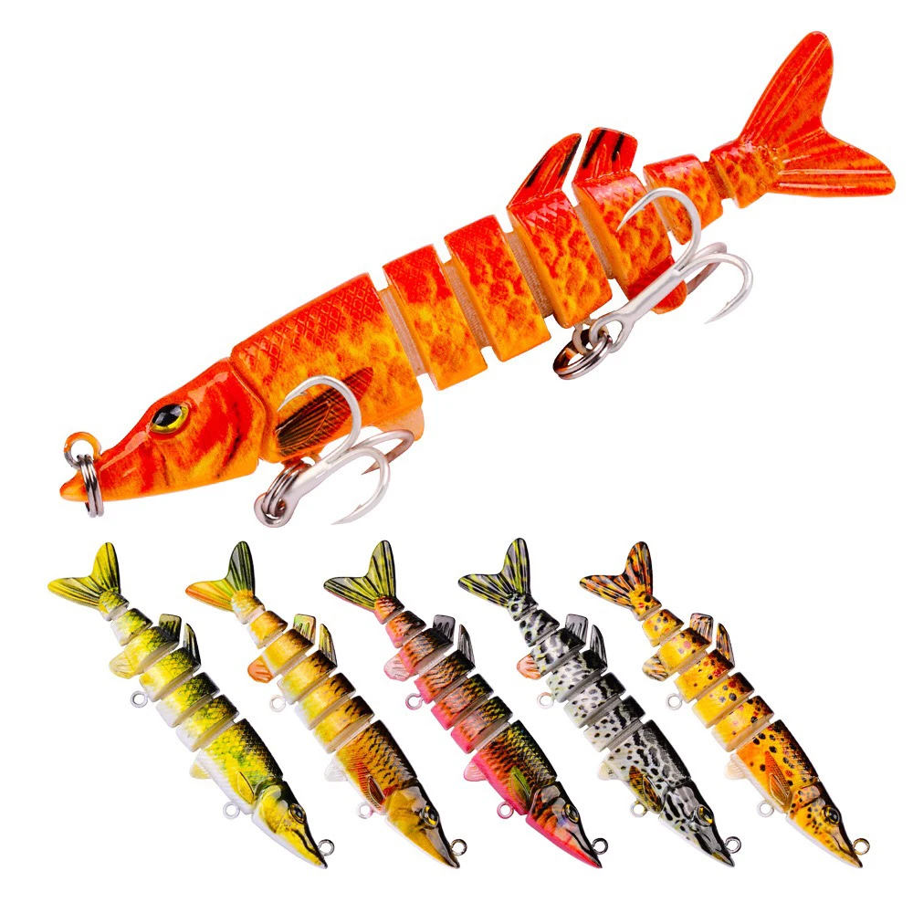 Fishing Lure 8cm 5.3g 8pcs 7 Segments Jointed Swimbait Lures Bass Pike