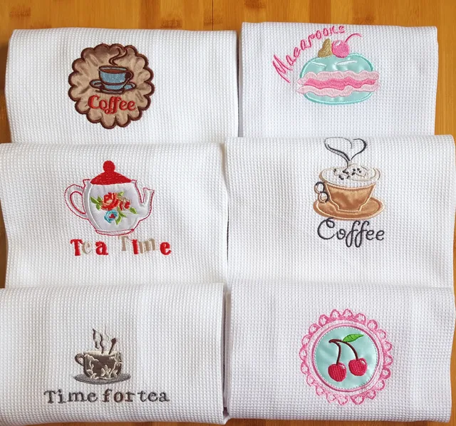 Junwell Cotton Waffle Embroidery Dishtowel Kitchen Towel Cleaning Junwell Cotton Waffle Embroidery Dishtowel Kitchen Towel Cleaning Cloth Tea Ultra Large 50x70cm 1 Pc