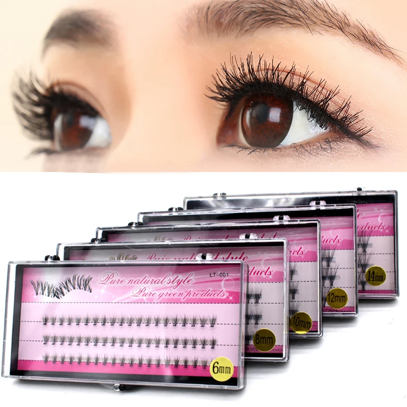 

Natural Fake Eye Lashes 60pcs 8/10/12/14mm Makeup Individual Cluster Eye Lashes Grafting Fake False Eyelashes