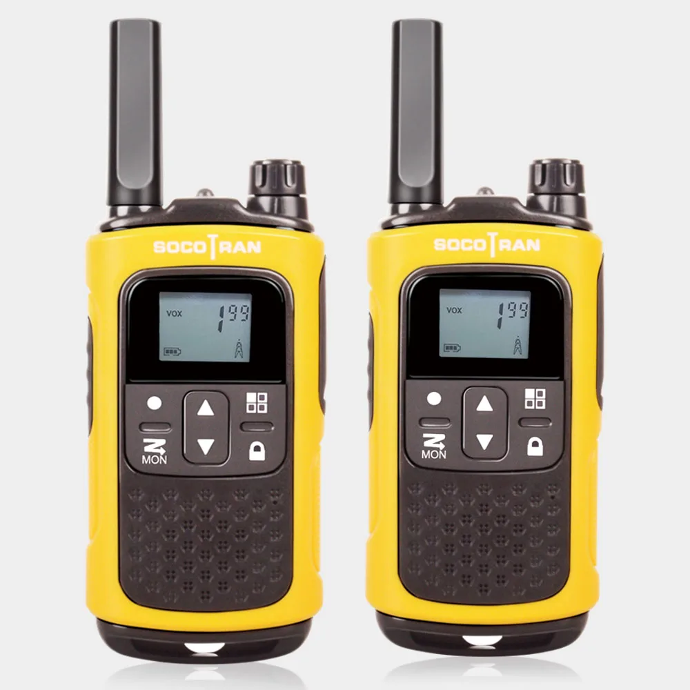 Лицензия FRS/GMRS Walkie Talkies двухстороннее радио с перезаряжаемой батареей 0,5 Вт 22CH VOX ЖК-экран Socotran T80 - Цвет: Цвет: желтый