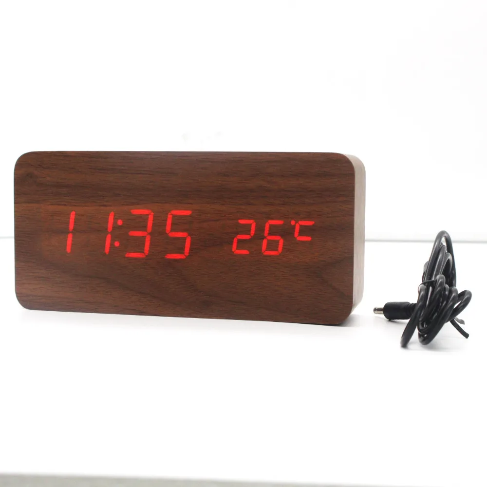 Voice Control Desk LED clocks wekker LED Multi-style wooden digital clock reloj despertador Temperature Electronic Digital Clock