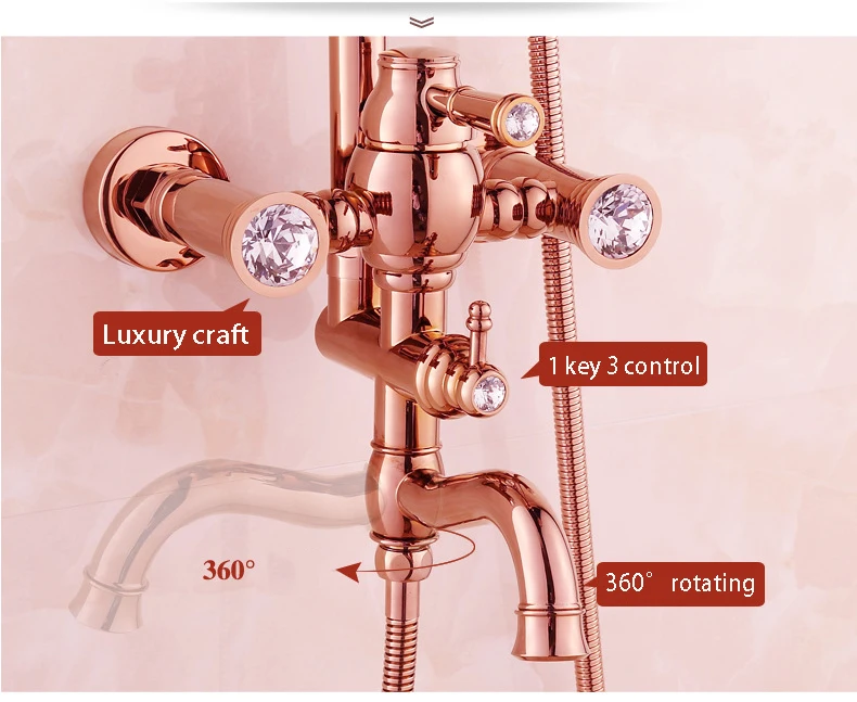 Ванная комната Дождь Душевой набор золото законченный роскошный настенный смеситель для ванной Латунное розовое золото Смесители
