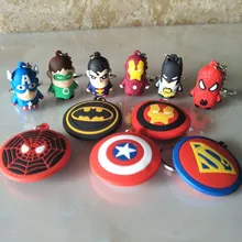 3D 만화 그림 PVC 마블 어벤져 스 키 체인 귀여운 슈퍼 히어로 배트맨 스파이더 맨 키 체인 키 링 키즈 키 홀더 악세사리 선물(China)