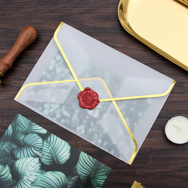  20pcs/set Transparent Paper Envelope Hot Stamping Print Thicken Paper Envelope for Invitation Anniv - 33023432466