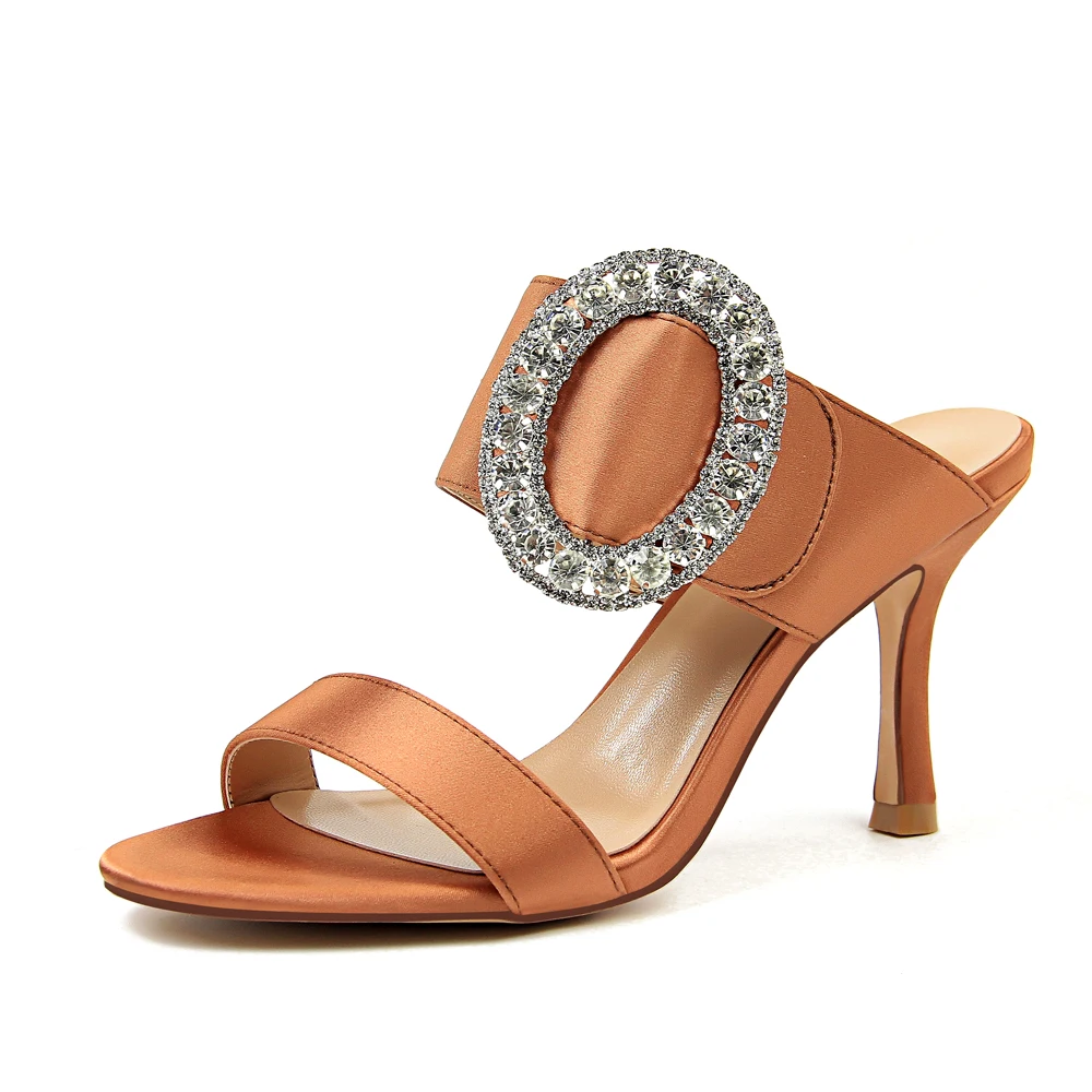 

2019 Sexy Women Sandals Slippers Summer Rhinestone Decoration High Heels Party Pumps Shoes Sandals Peep Toe Flip Flop