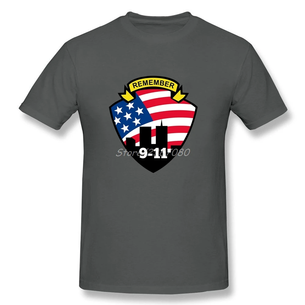 Remember 9-11 T Shirt Short Sleeve Custom Men's Clothes New Vegan 3XL Cotton American Flag Logo Mens Shirts | Мужская одежда