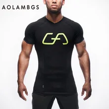 Gymshark Druck T-shirt Männer V-ausschnitt Bodybuilding Fitness Schnell Trocknende Kurzarm-t-shirt Sporting Singuletts Tank Shirts