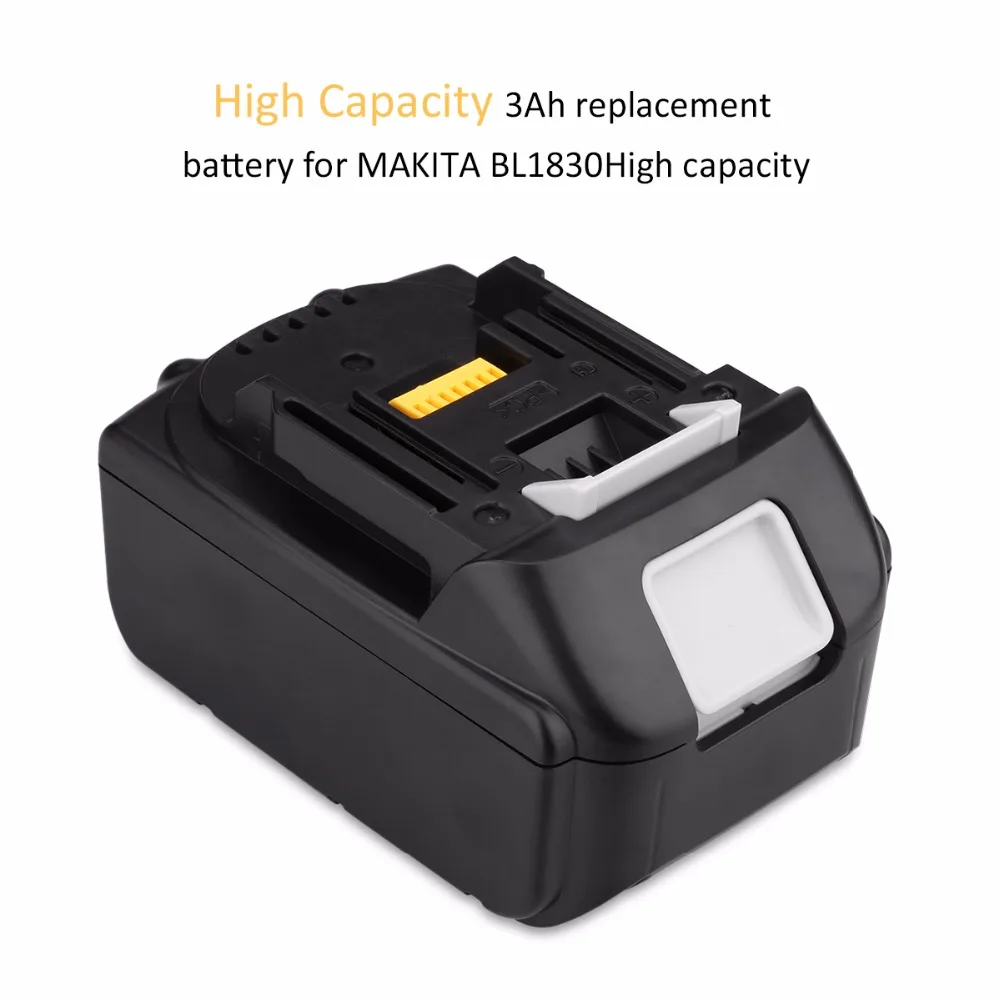

18V 3000mAh FLOUREON Power Tools Battery Pack for Makita BL1830 Recharegeable Battery Cordless Drill Li-ion Batteries