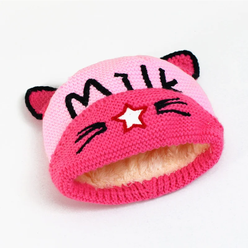 Cartoon Knitting Baby Winter Hat Velvet Warm Baby Boys Beanie With Cat Ears Crochet Pattern Infant Beanie For Baby Girls New (11)