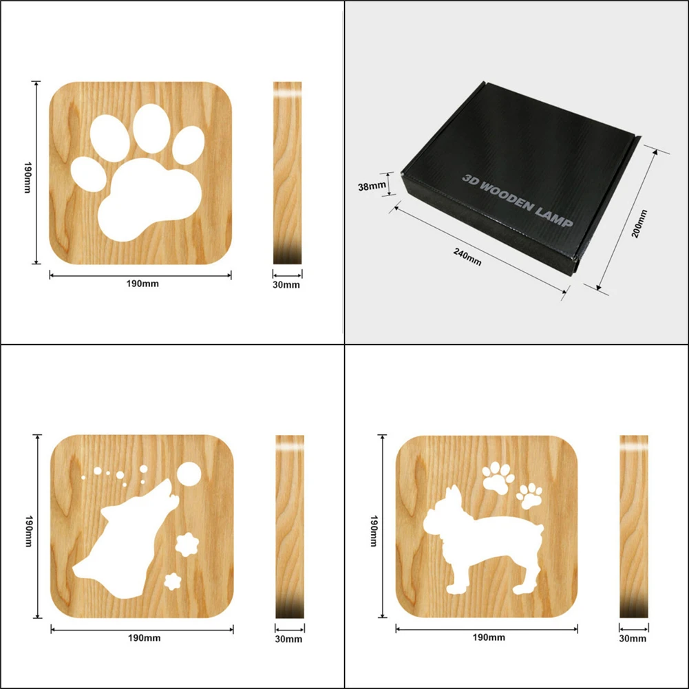 Светодиодный креативный USB ночник деревянная собачья лапа голова Волка лампа Декор для детских комнат теплый свет настольная лампа для детей подарок лампы