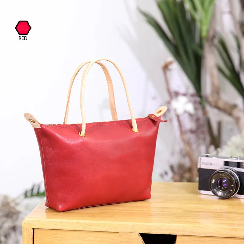 PNDME vintage fashion genuine leather ladies handbag simple daily outdoor high quality cowhide women's shoulder crossbody bags - Цвет: Red