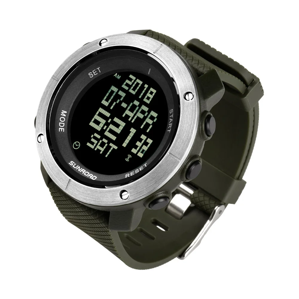 SUNROAD мужские спортивные цифровые наручные часы Reloj Hombre для бега плавания водонепроницаемые секундомер таймер FR1001B(зеленый