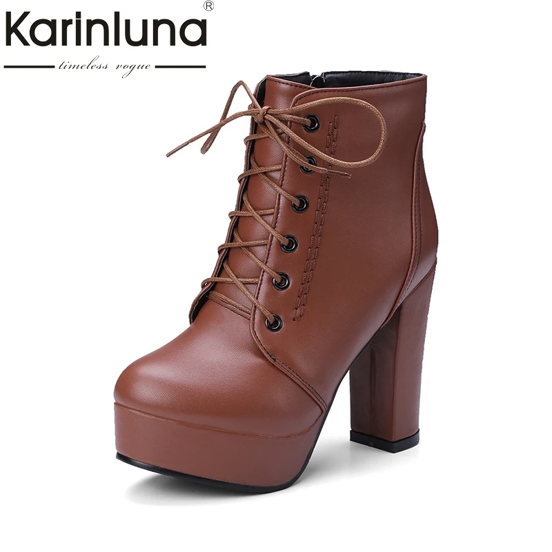 

KARINLUNA 2018 Plus Size 34-48 Add Fur Winter Boots Women Shoes Woman Platform High Heels sexy Ankle Boots female shoe Footwear