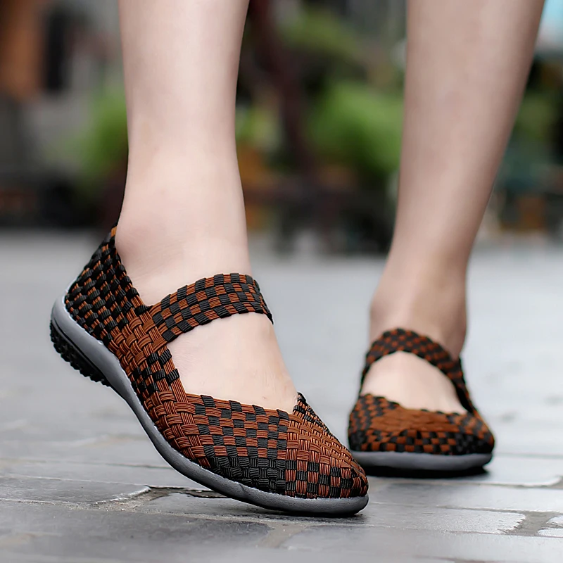 Туфли BeckyWalk женские на плоской подошве плетеные балетки дышащие кроссовки