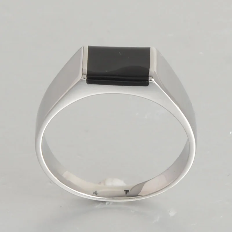 Новое поступление прямоугольный черный камень кольцо из эпоксидной смолы индийский Стиль кольцо Одежда высшего качества Серебряные Нержавеющая сталь Jewelry модные кольца