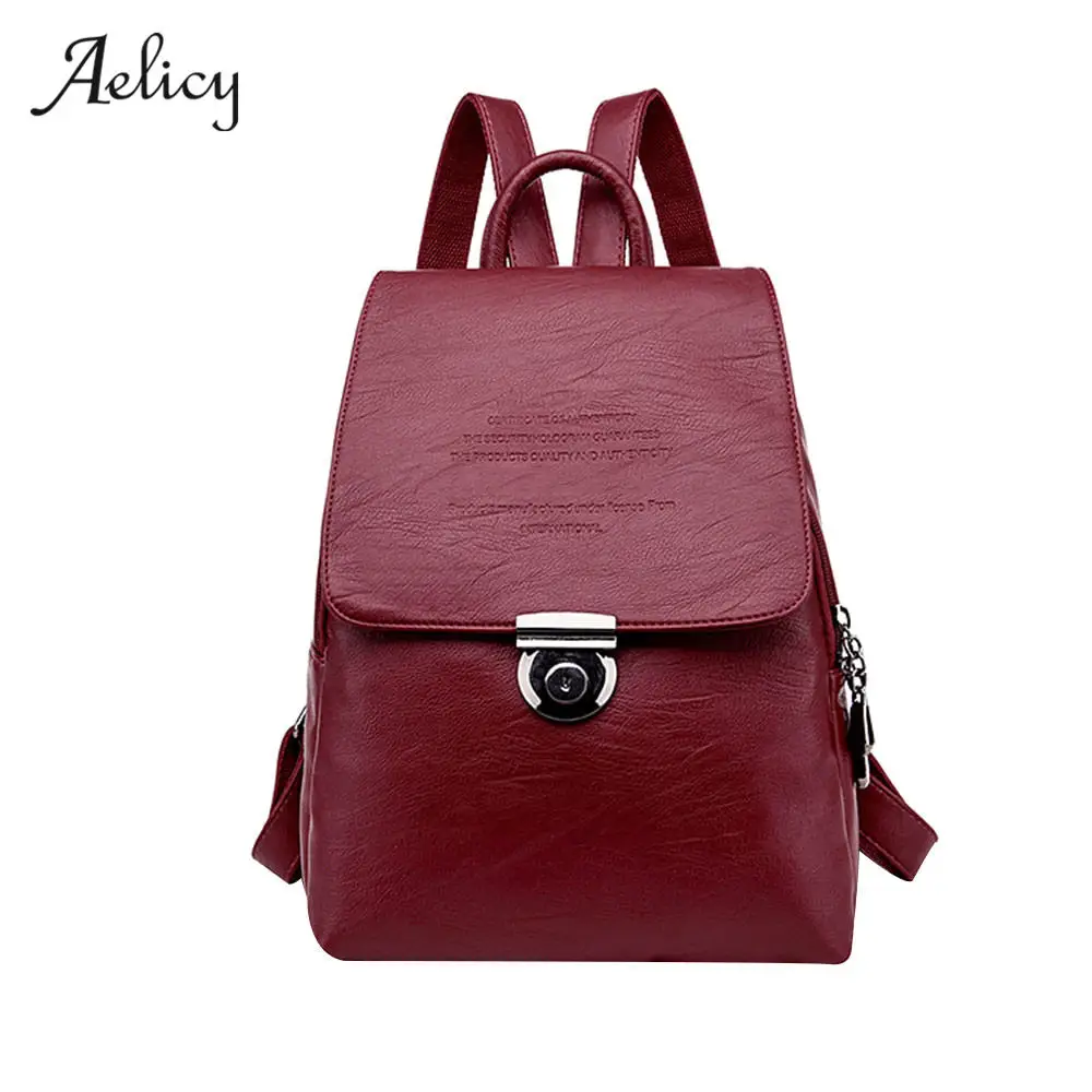 

Aelicy Fashion Backpack Travel Bag Pu Backpack For Women School Student Teenage Girls simple style women backpacks for teenage