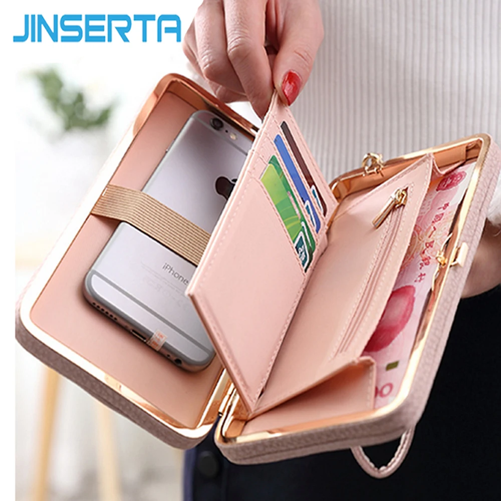 JINSERTA Luxury Women Wallet Phone Bag Leather Case For iPhone 7 7 Plus