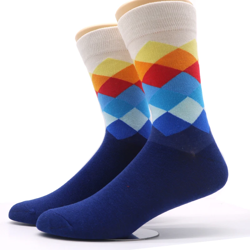 Arherigele 5 пар градиент цвет для мужчин хлопковые носки средней длины повседневное носки в британском стиле удобные бизнес мужской гольфы