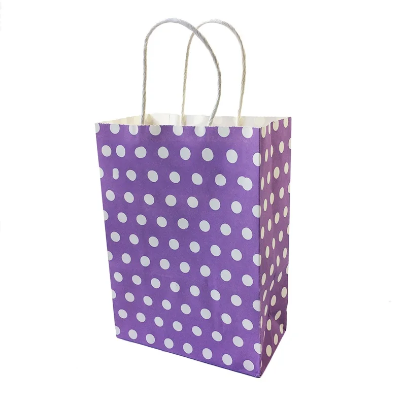 10 шт./лот цветная бумажная Подарочная сумка в горошек с ручками 21*15*8 см подарочные упаковочные сумки DIY Многофункциональные сумки для покупок вечерние принадлежности - Цвет: Purple