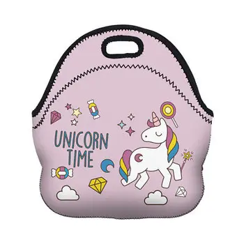 

Cute unicorn Lunch Bag 3D Printed Cartoon unicorn pattern 2017 New Fashion Picnic Women Lunch Box Girl Food Package