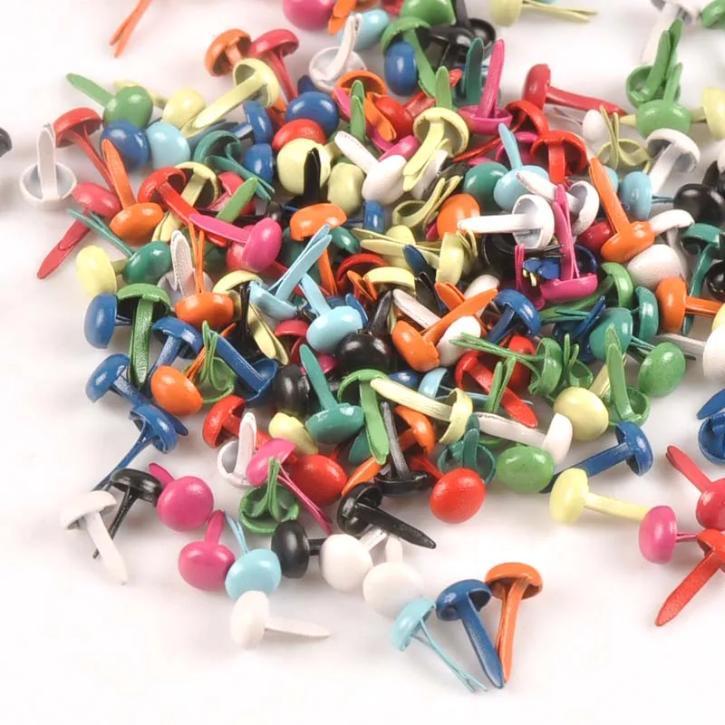 100Pcs 5X10mm Round Brads Metal Crafts Rivets Fastener DIY Scrapbooking Mixed Pastel Brad For Shoes Decor Embellishments c1114 metal brads scrapbooking decoration