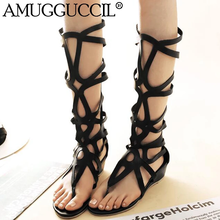 

2019 New Plus Big Size 32-43 Black Beige Brown Zip Fashion Summer Wedges Lady Females Women Girls Sandals L837