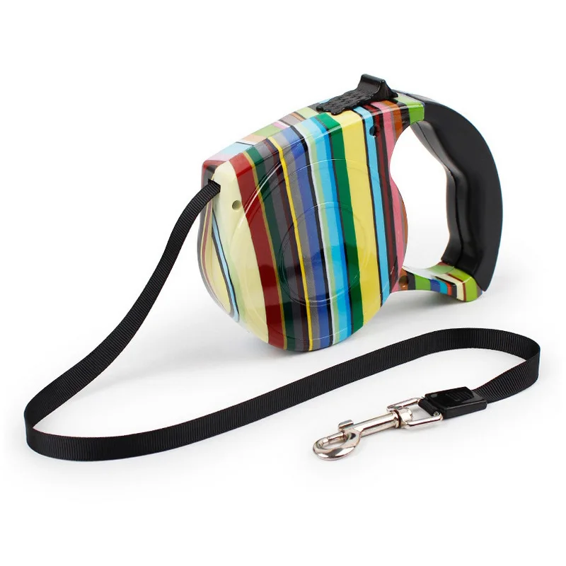 

Rainbow Automatic Retractable Dog Leash Strong ABS Nylon Dog Lead Extending Pet Puppy Walking Leads For Small Medium Large Dogs