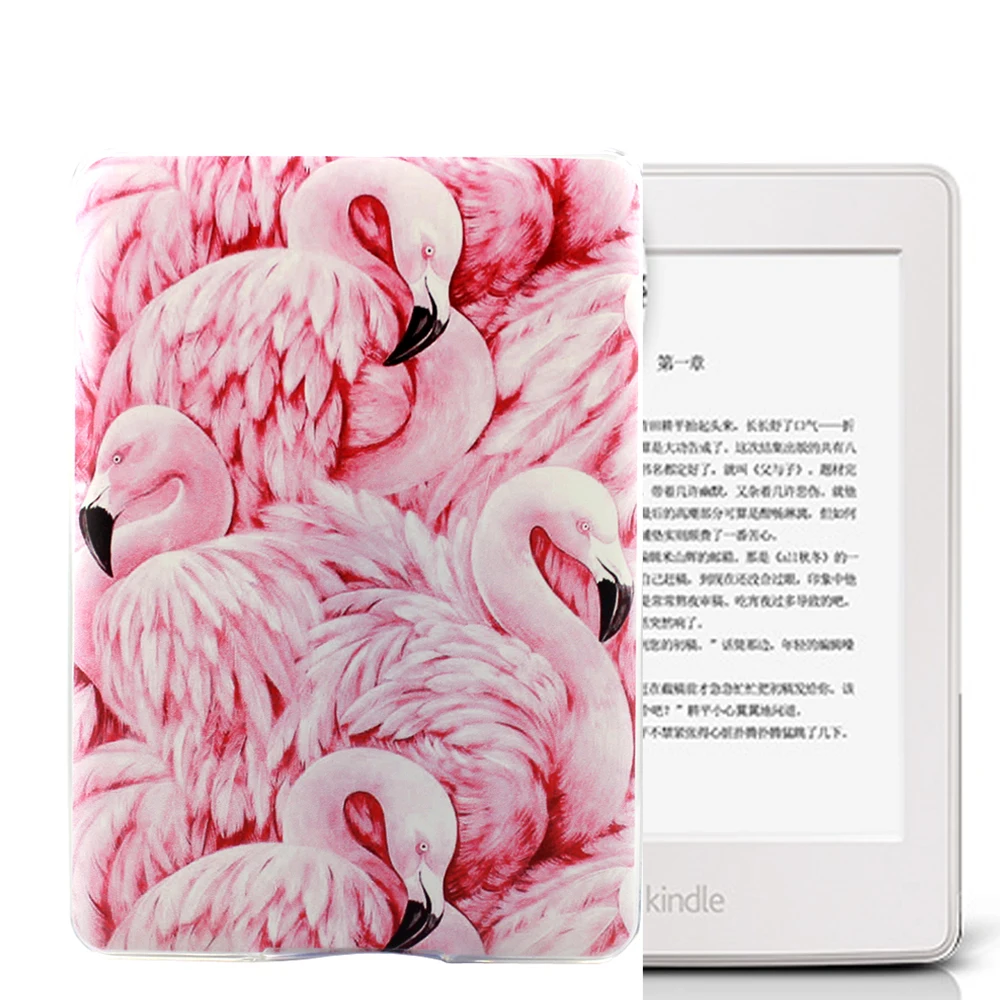 

TPU soft print cover case for Amazon kindle paperwhite 6 6'' ereader protective skull print case+screen protector