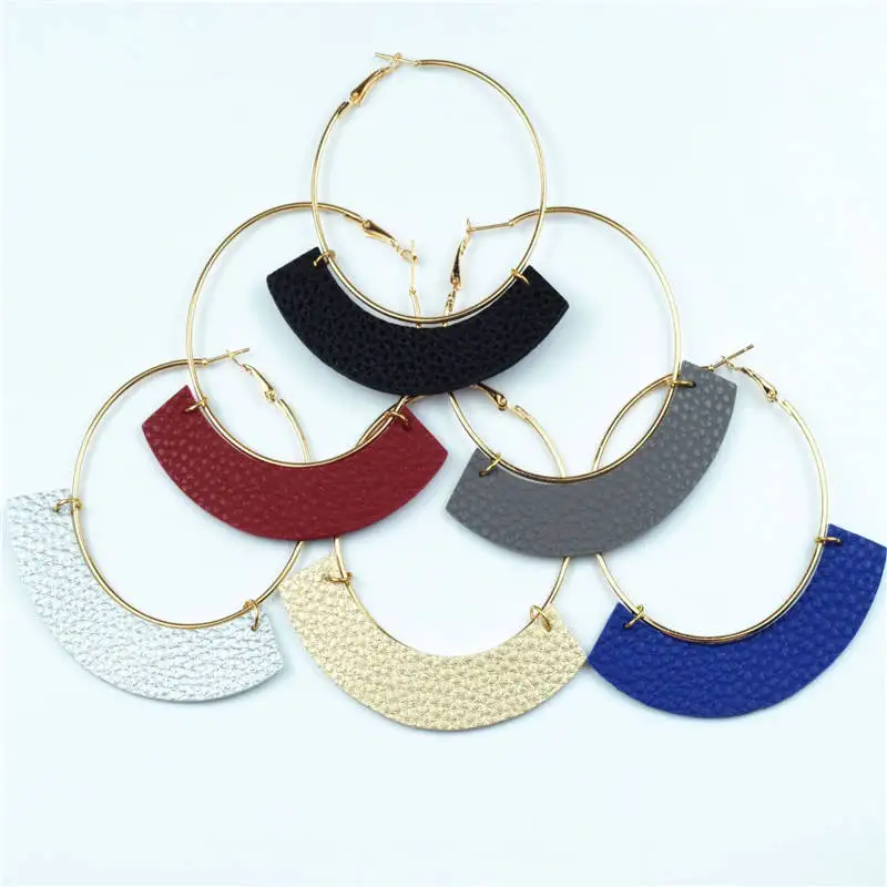 

2019 women's earrings jewelry Semicircular PU leather earrings drop earrings for women jewelry fashion big earrings P2